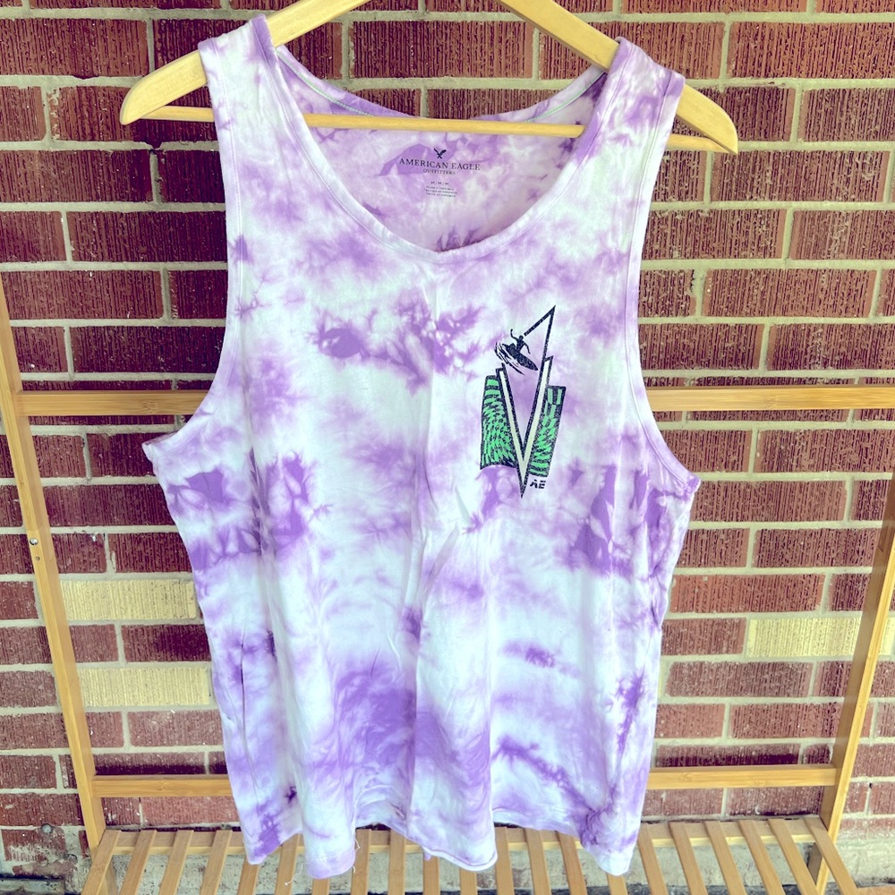Tie dye purple AE graphic tank
